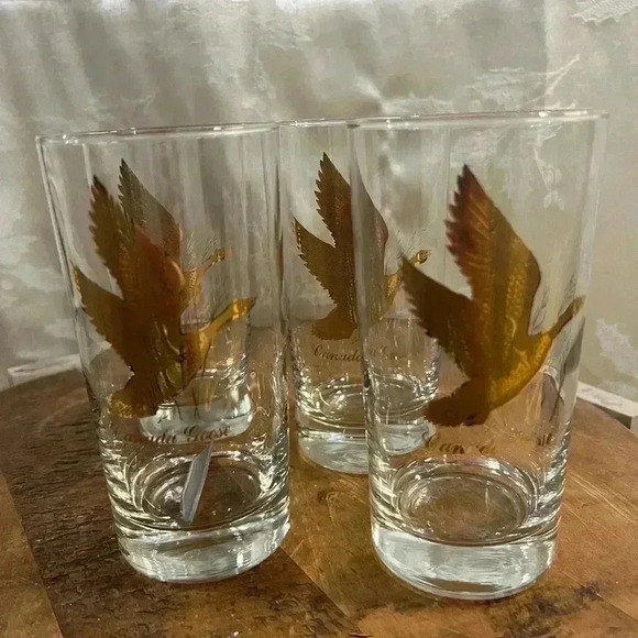 Vintage  Set of 4 Golden Canada Goose Libbey Glasses - Picture 2 of 5